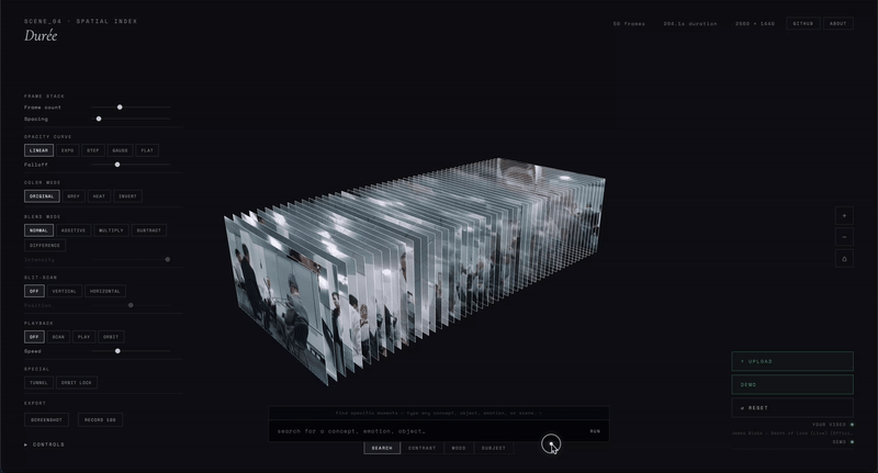 Durée — video as navigable 3D object
